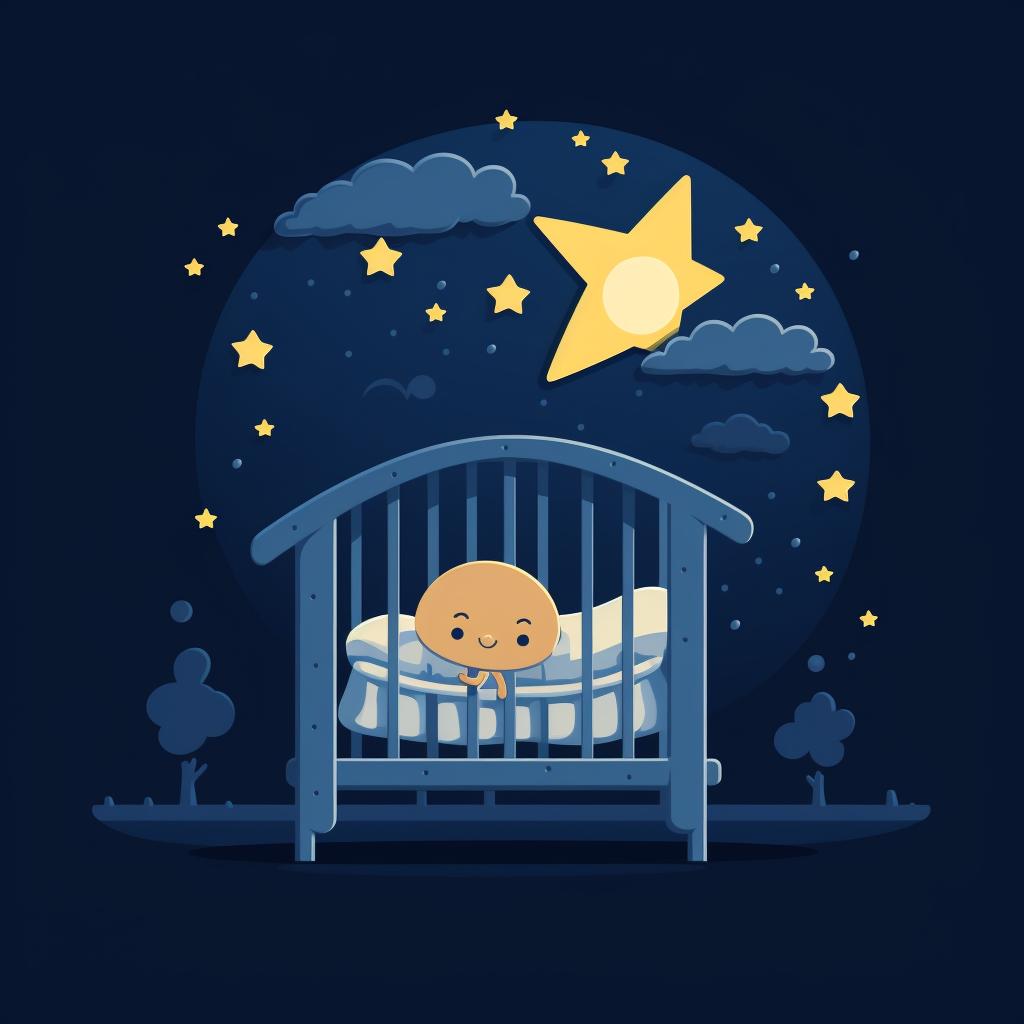 Baby sleeping in a crib at night